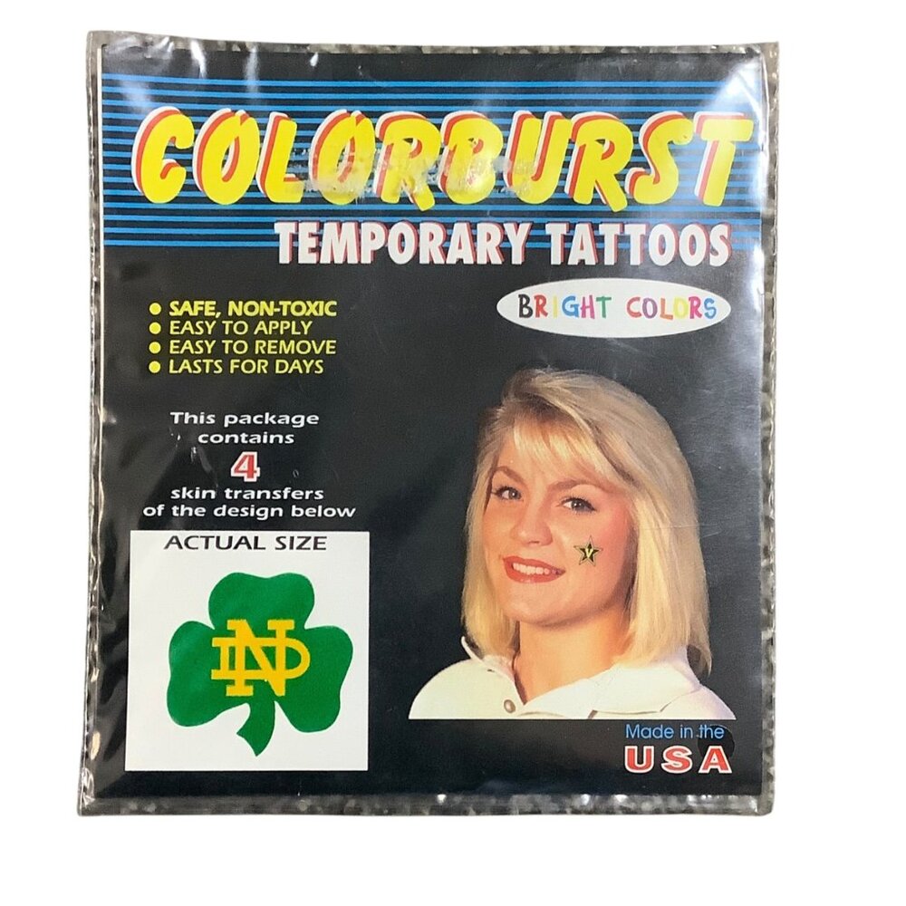 Notre Dame Colorburst Temporary Tattoos 4-Pack NEW Sealed‎ Athletic Game